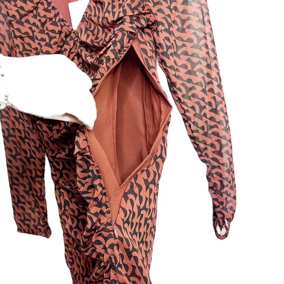 NWT A New Day Women's Ruched V Neck Long Sleeve Geometric Print Mini Dress - Picture 7 of 16